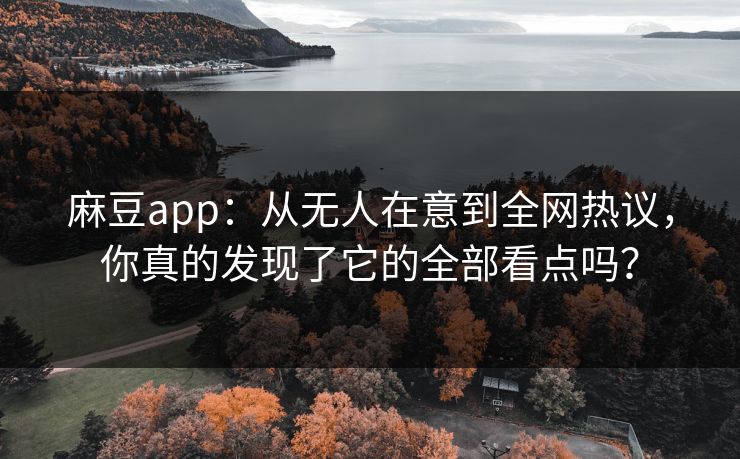麻豆app：从无人在意到全网热议，你真的发现了它的全部看点吗？