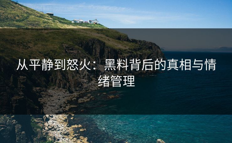 从平静到怒火:黑料背后的真相与情绪管理 从平静到怒火:黑料背后的真相与情绪管理