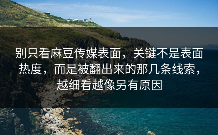 别只看麻豆传媒表面,关键不是表面热度,而是被翻出来的那几条线索,越细看越像另有原因